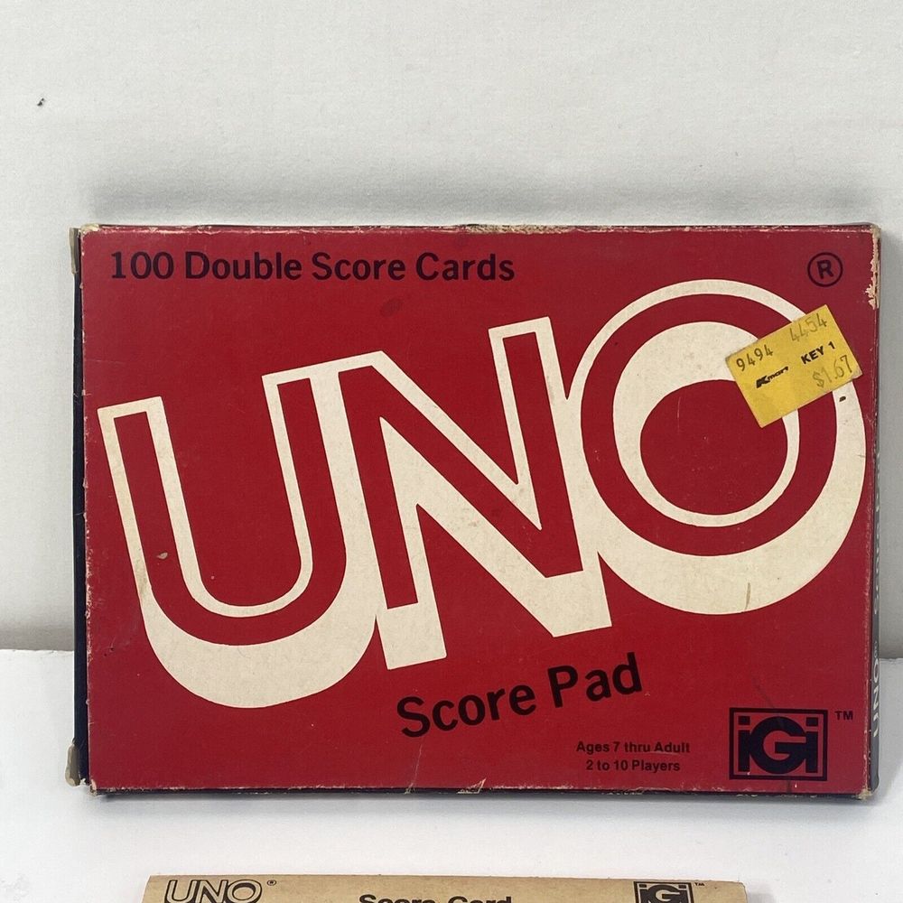 Vintage 1978 UNO Card Game 100 Score Pad  #4001 Two Sided